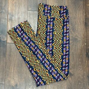 LuLaRoe Yellow and Blue Leggings Vibrant Comfort